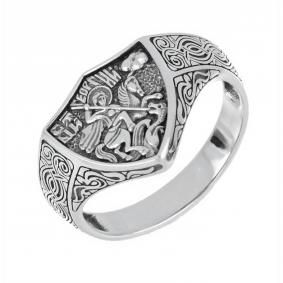 Кольцо Великомученик Георгий Победоносец из черненого серебра  Иордань Б-КО-01-173 Св.Георгий Б-КО-01-173 Св.Георгий фото